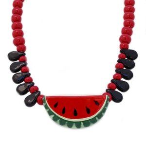 Flying Colors Ceramic Watermelon Necklace From 1980s